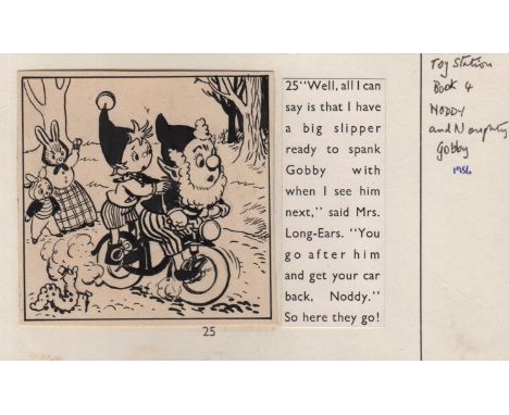 [BLYTON ENID]: (1897-1968) British Children's Writer. Two original small oblong 8vo pages of artwork used for the publication