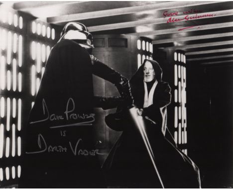 STAR WARS: Signed 10 x 8 photograph by both Alec Guinness (Obi-Wan Kenobi) and Dave Prowse (Darth Vader) individually, the im