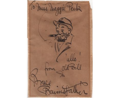 BAIRNSFATHER BRUCE: (1888-1959) British Cartoonist. A good original pen and ink drawing signed and inscribed by Bairnsfather,