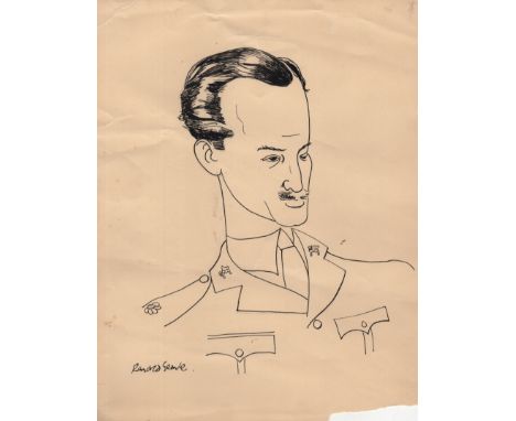 SEARLE RONALD: (1920-2011) British Artist & Cartoonist. A good original black pen and ink drawing signed by Searle, one page,