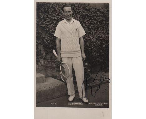 TENNIS: Jean Borotra (1898-1994) French Tennis Player, Wimbledon Champion 1925, 1932 &amp; 1933. Vintage signed postcard phot