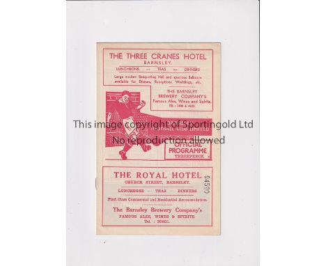 ARSENAL     Programme for the away Friendly v Barnsley 15/2/1958.   Very good