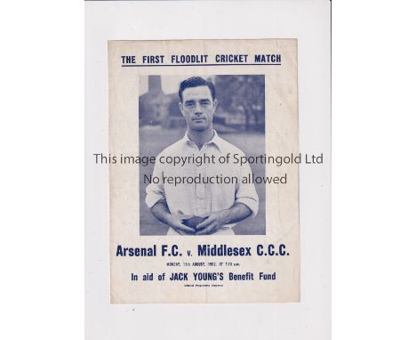 ARSENAL     Programme for the Jack Young's Benefit Cricket Match at Highbury 11/8/1952, very slightly creased.     Generally 