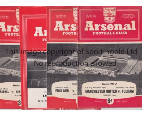ARSENAL     Ten programmes for matches played at Highbury. Arsenal friendlies v Hibernian and Tottenham 52/3, Preston 53/4, C