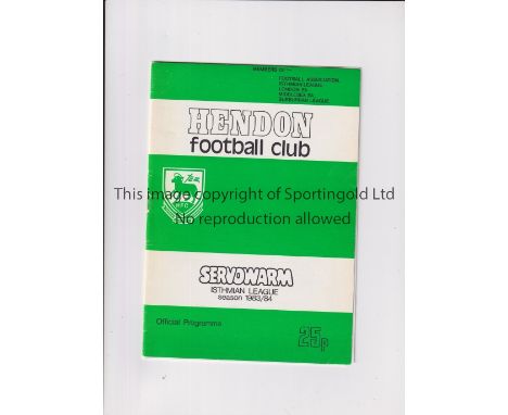 ARSENAL     Programme for the away Friendly v Hendon 16/8/1983.    Very good