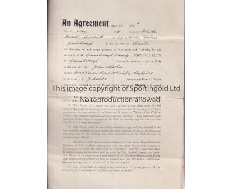 ORIGINAL FOOTBALL CONTRACT 1931       Contract for John Morton in 1931 at Gainsborough Trinity who in the same year was trans