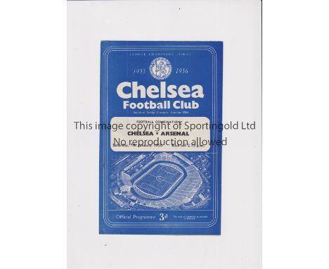 ARSENAL     Programme for the away Combination match v Chelsea 7/1/1956, very slightly creased.    Generally good