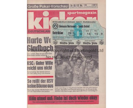 1976 BORUSSIA DORTMUND v LEEDS UNITED         Friendly played 3/8/1976 at Westfalenstadion, Dortmund. Original match ticket p