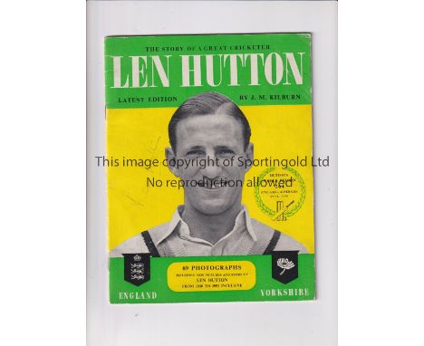 LEN HUTTON AUTOGRAPH      Signed magazine, The Story of a Great Cricketer issued in 1951.     Generally good