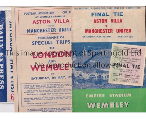 1957 FAC FINAL ASTON VILLA V MANCHESTER UNITED   Programme, ticket, songsheet and railway poster/flyer for the final at Wembl