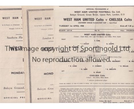 WEST HAM UNITED       Seven home programmes inc Minor Cup &amp; Junior games (1954-1958) 1954/55 v Fulham (London Cup Semi-Fi