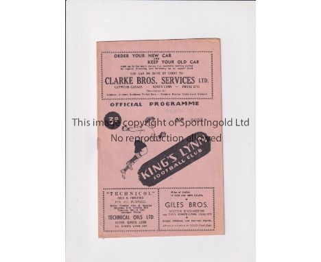 ARSENAL      Programme for the away Eastern Counties League match v King's Lynn 4/10/1952.    Good