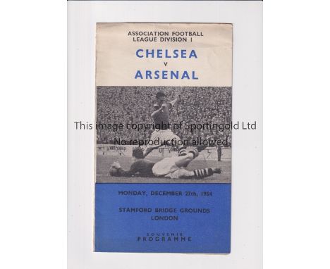 CHELSEA V ARSENAL 1954    Pirate issue programme issued by Smith, for the League match at Chelsea 27/12/1954, in Chelsea's Ch