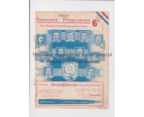 ENGLAND F.A. TOUR OF NEW ZEALAND 1937      Programme for the match v Wellington 29/5/1937 at the Basin Reserve. England won 7