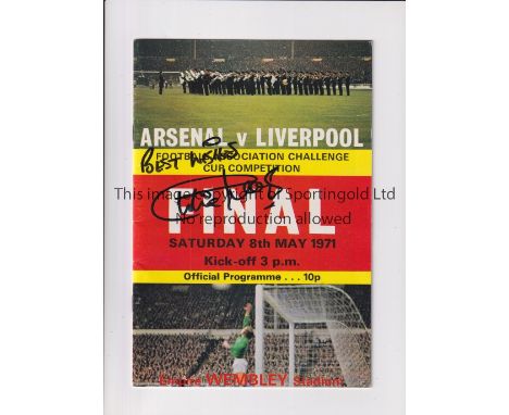 1971 FA CUP FINAL       Programme for Arsenal v Liverpool, signed on the front cover by winning goalscorer Charlie George wit