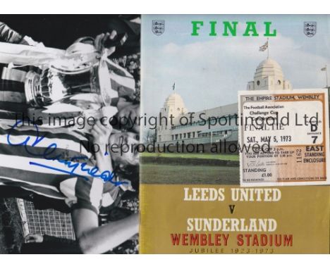 1973 FA CUP FINAL / AUTOGRAPHS     Programme, ticket for Leeds United v Sunderland and 2 signed photos, Peter Lorimer of Leed