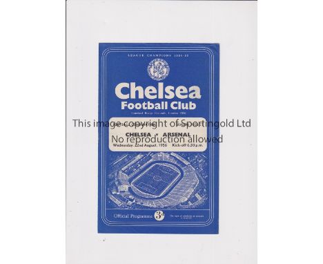 ARSENAL     Programme for the away Combination match v Chelsea 22/8/1956.    Generally good