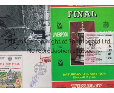 1974 FA CUP FINAL / KEVIN KEEGAN AUTOGRAPHS     Programme, seat ticket plus 2 items signed by Keegan, B/W 12" X 8" photo afte