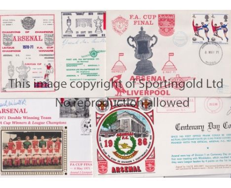 ARSENAL / AUTOGRAPHS     Four First Day Covers, Champions of Champions 1970/1 date stamped 29/9/1971 signed by Frank McLintoc