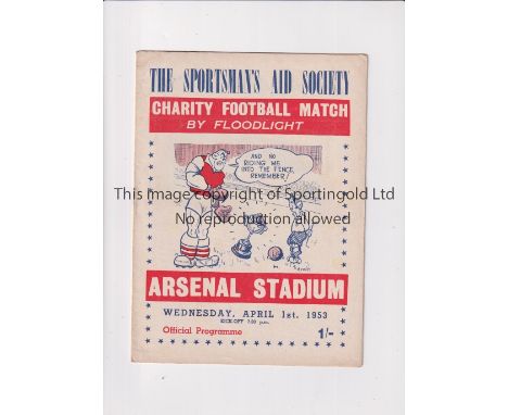 NEUTRAL AT ARSENAL      Programme for the Charity match, Boxers v Jockeys 1/4/1953 at Highbury.    Good