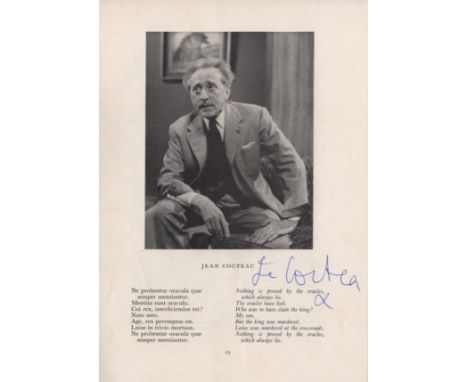  COCTEAU JEAN: (1889-1963) French Writer, Playwright, Artist, Designer & Filmmaker. A vintage printed 8vo concert programme f
