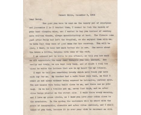 KELLER HELEN: (1880-1968) American Author, Activist & Lecturer, the first deaf-blind person to earn a bachelor of arts degree