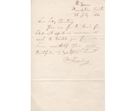 FARADAY MICHAEL: (1791-1867) English Chemist & Physicist. A brief, yet charming A.L.S., M Faraday, one page, 8vo, The Green, 