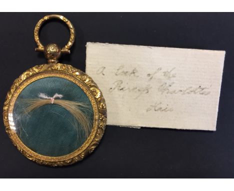 [PRINCESS CHARLOTTE AUGUSTA]: (1796-1817) Princess of Wales, daughter of King George IV and Caroline of Brunswick. A lock of 