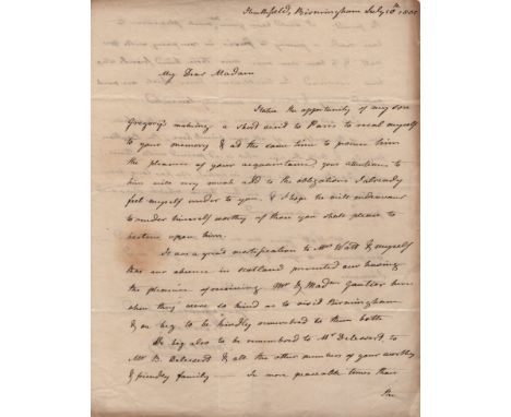 WATT JAMES: (1736-1819) Scottish Inventor and Mechanical Engineer. A fine A.L.S., James Watt, two pages, 4to, Birmingham, 10t