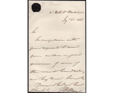 BRUNEL ISAMBARD KINGDOM: (1806-1859) British Engineer. An amusing A.L.S., I K Brunel, one page, 8vo, Duke Street, Westminster
