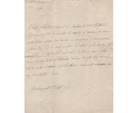 PORTLAND DUKE OF: (1738-1809) British Prime Minister 1783, 1807-09. A.L.S., Duke of Portland, in the third person, one page, 