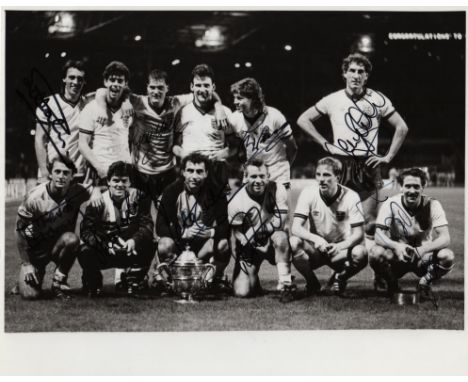   ENGLAND FOOTBALL: A multiple signed 10 x 8 photograph by nine members of the England football team who won the Rous Cup in 