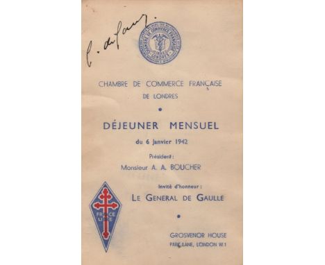 DE GAULLE CHARLES: (1890-1970) French General and Statesman who led the Free French Forces during World War II. President of 