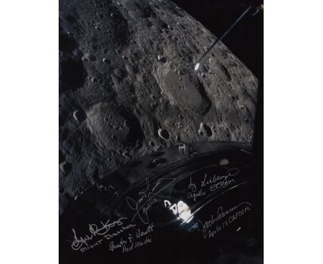 APOLLO XIII: Signed colour 11 x 14 photograph by James Lovell (Commander of Apollo XIII), Gene Kranz (Lead Flight Director of