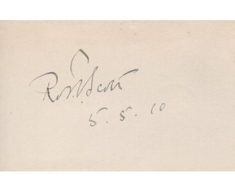 SCOTT ROBERT FALCON: (1868-1912) British Royal Navy Officer & Antarctic Explorer. A fine blue fountain pen ink signature ('Ro