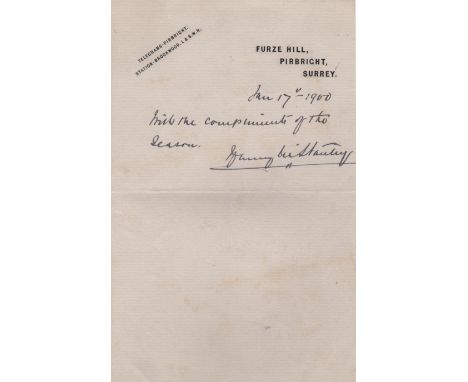 STANLEY HENRY M.: (1841-1904) British Explorer &amp; Journalist. Bold black fountain pen ink signature (‘Henry M Stanley’) an