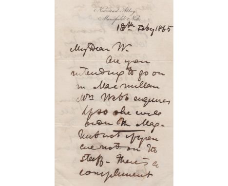 LIVINGSTONE DAVID: (1813-1873) Scottish Missionary & Explorer. A.L.S., David Livingstone, three pages, 8vo, Newstead Abbey, M