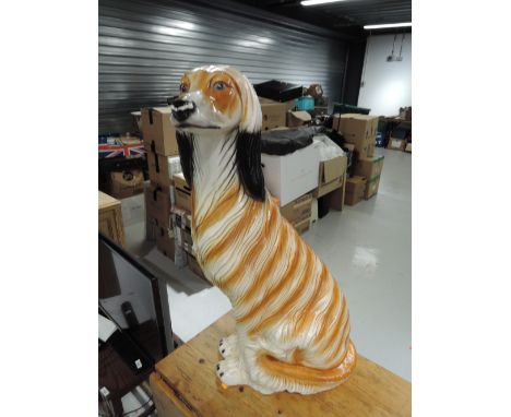 A vintage ceramic life size Afghan hound