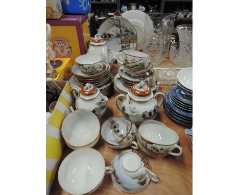 A vintage part tea service Chinese egg shell design