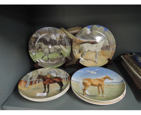 A selection of vintage display plates by Spode horse related