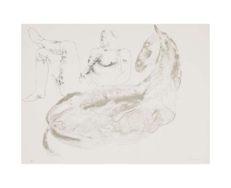 Dame Elisabeth FrinkUNTITLED (HORSE AND RECLINING RIDER) - 1971Lithograph, 36/70, signed and numbered in pencilthe sheet 59.5