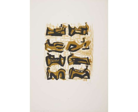 Henry MooreEIGHT RECLINING FIGURES (CRAMER 40) - 1958Lithograph, S/P, aside from the edition of 300, signed with initials and