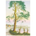 Ferdinand Robert Fleischer. Seeufer mit Baum und Häusern. 1902