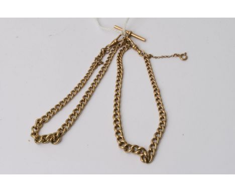A 9ct gold watch chain with graduating links weight 37g