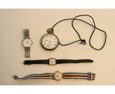 An Omega pocket watch, Omega wristwatch, Longines watch and a Timex (4).