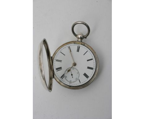 A Silver cased pocket watch, open face with an enamel dial second subsidiary dial, serial number 269384. The case with Birmin