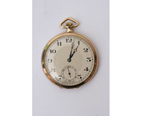 A 9ct gold open face 15 jewel button wind pocket watch, serial number 825369, working order, serial number 825369.