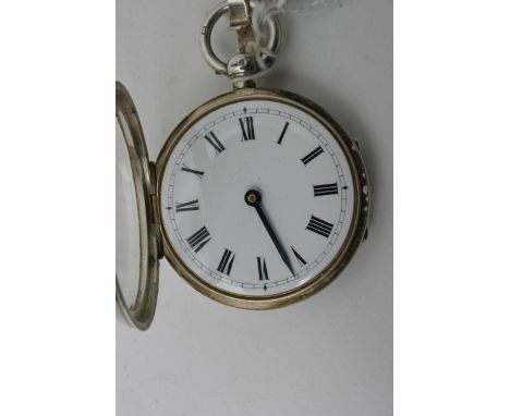 A Silver cased pocket pedometer London hallmarks 1902 makers initials RJO. With an engine turned outer case with personal ins