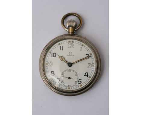 A Milatry Omega button wind Milatry watch the 15 jewel Omega Movement with serial number 10038701. Working Order.