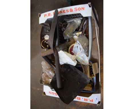 Box of various tools, garage clearance items etc